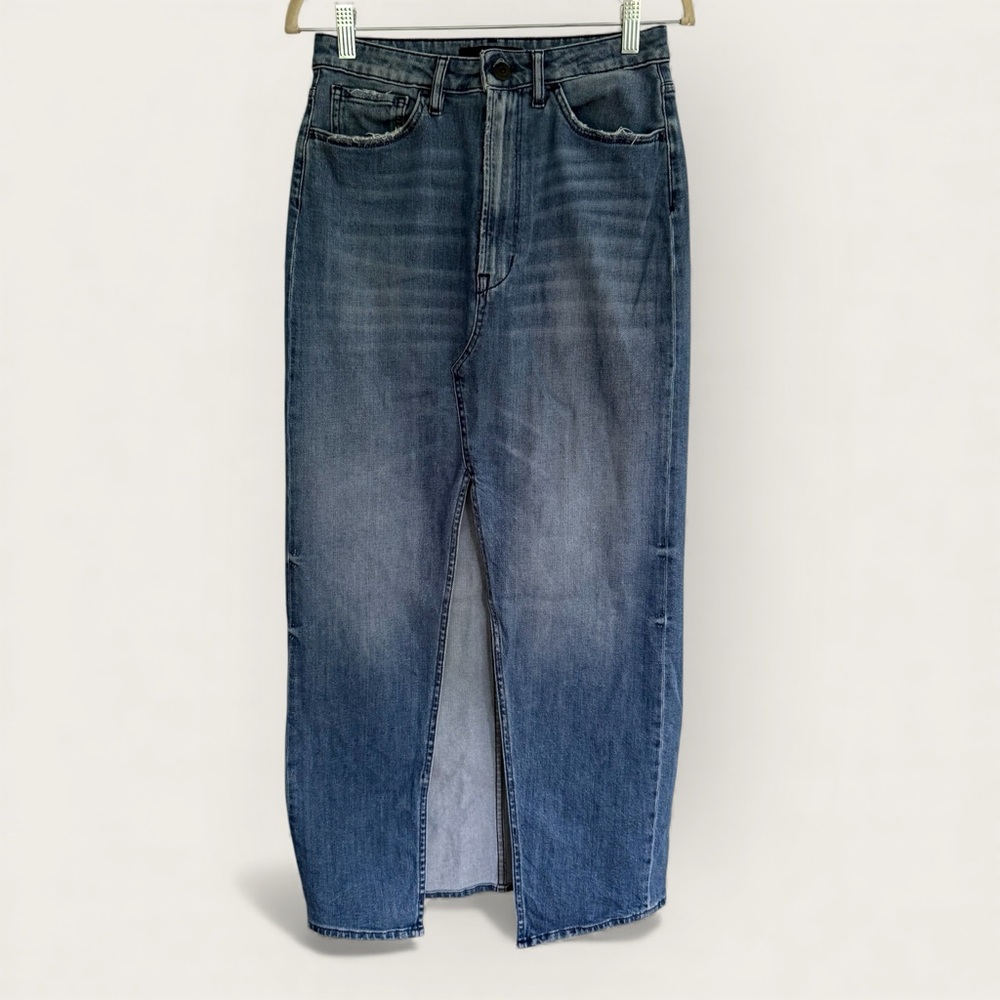 3x1 NYC Elizabella Maxi Denim Skirt Front Slit